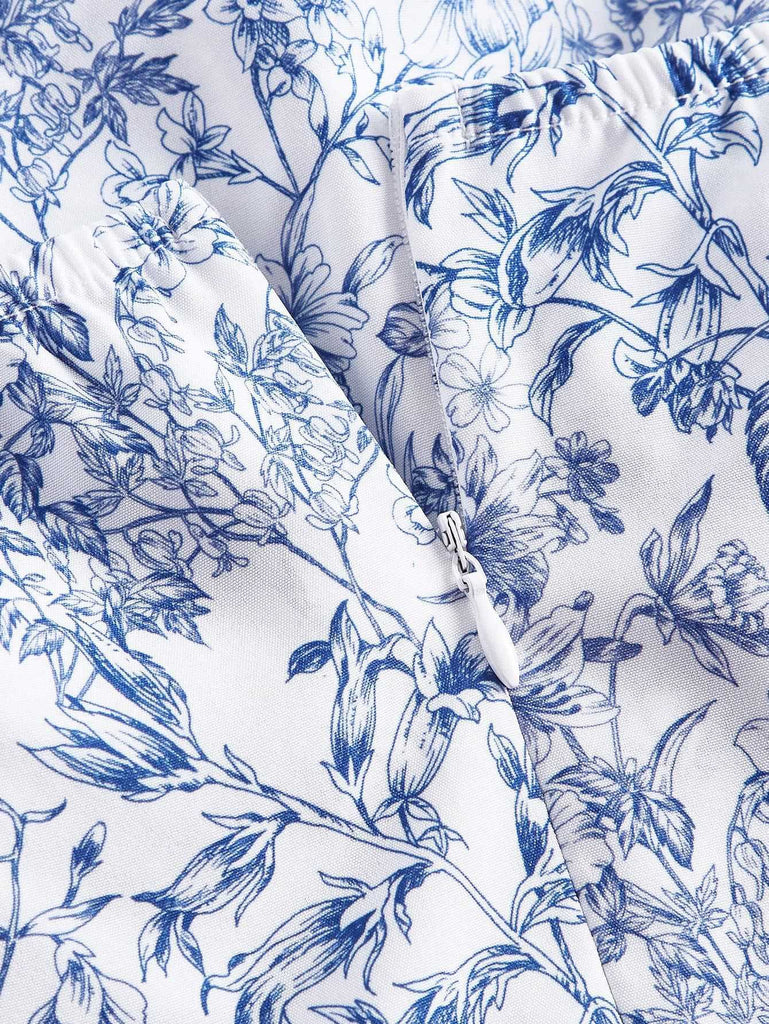 1970er Halter Stufen Rüschen Blumen Kleid