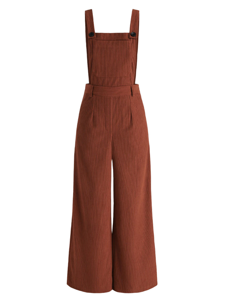 1960er Cord Weites Bein Solide Jumpsuit