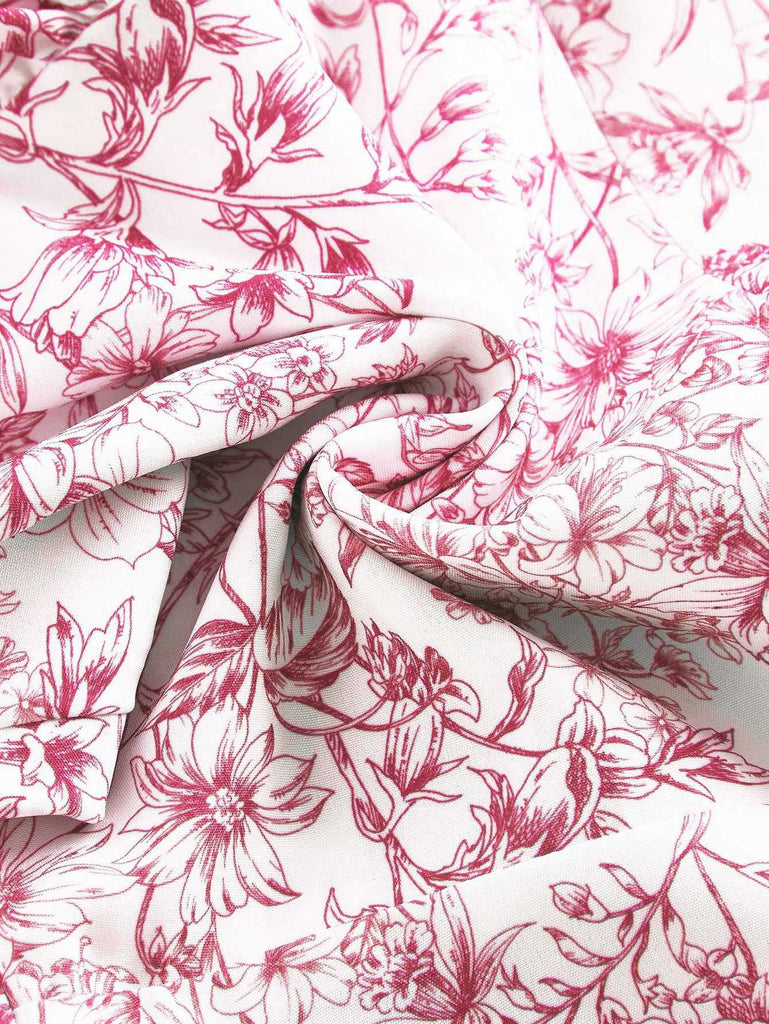 1970er Halter Stufen Rüschen Blumen Kleid