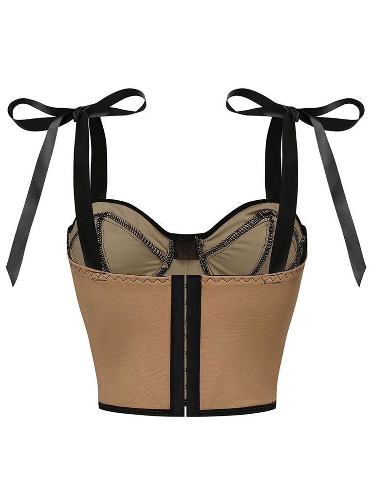 1940er Schnürung Bogen Netz Korsett Crop Camisole