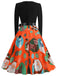 1950er Weihnachten Rundhals Patchwork Swing Kleid