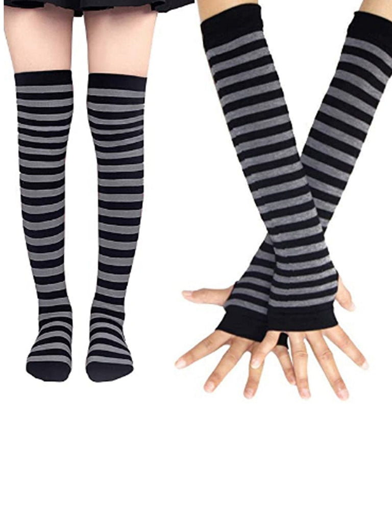 Vintage Halloween Streifen Fingerlose Handschuhe & Socken