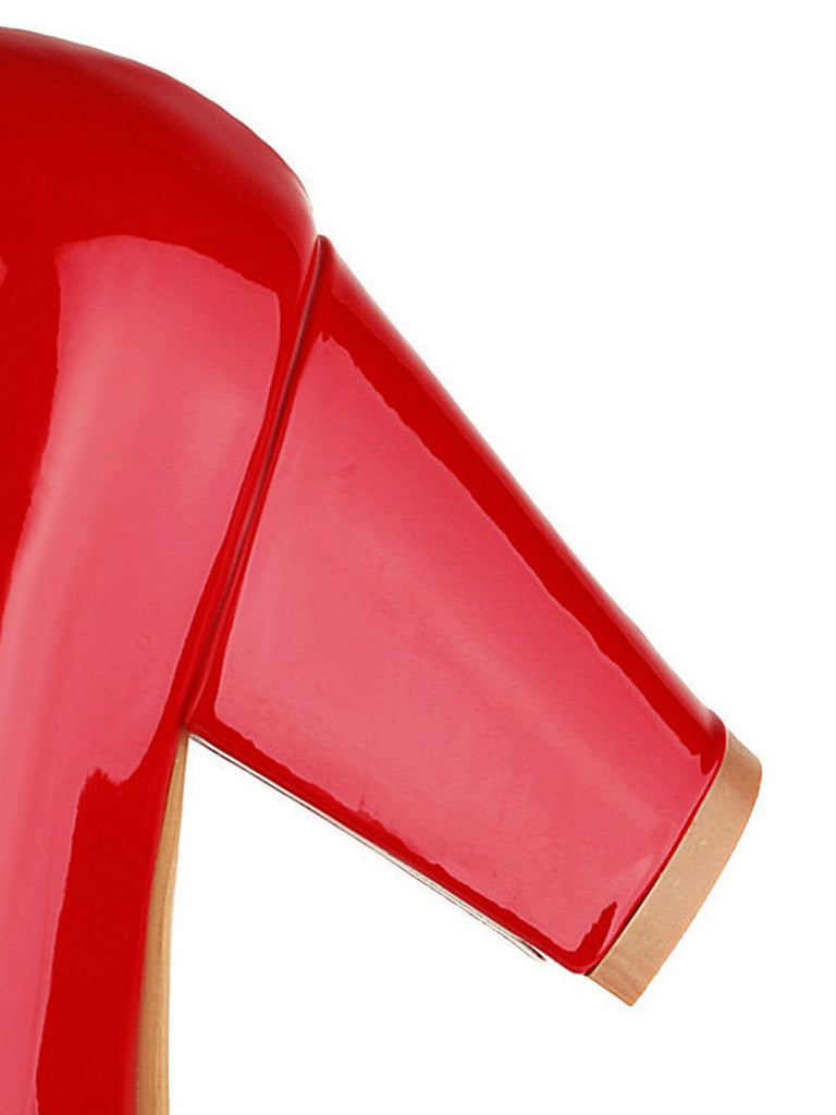 Bogen Lackleder Mary Jane Klobige Absätze