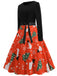 1950er Weihnachten Rundhals Patchwork Swing Kleid