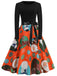 1950er Weihnachten Rundhals Patchwork Swing Kleid