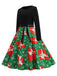 1950er Weihnachten Patchwork Langarm Kleid