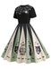 1950er Halloween Spinnennetz Druck Patchwork Kleid