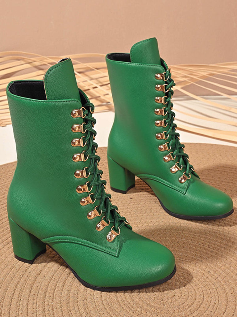 Vintage Schnürschuh Knöchel Stiefel mit klobigem Absatz