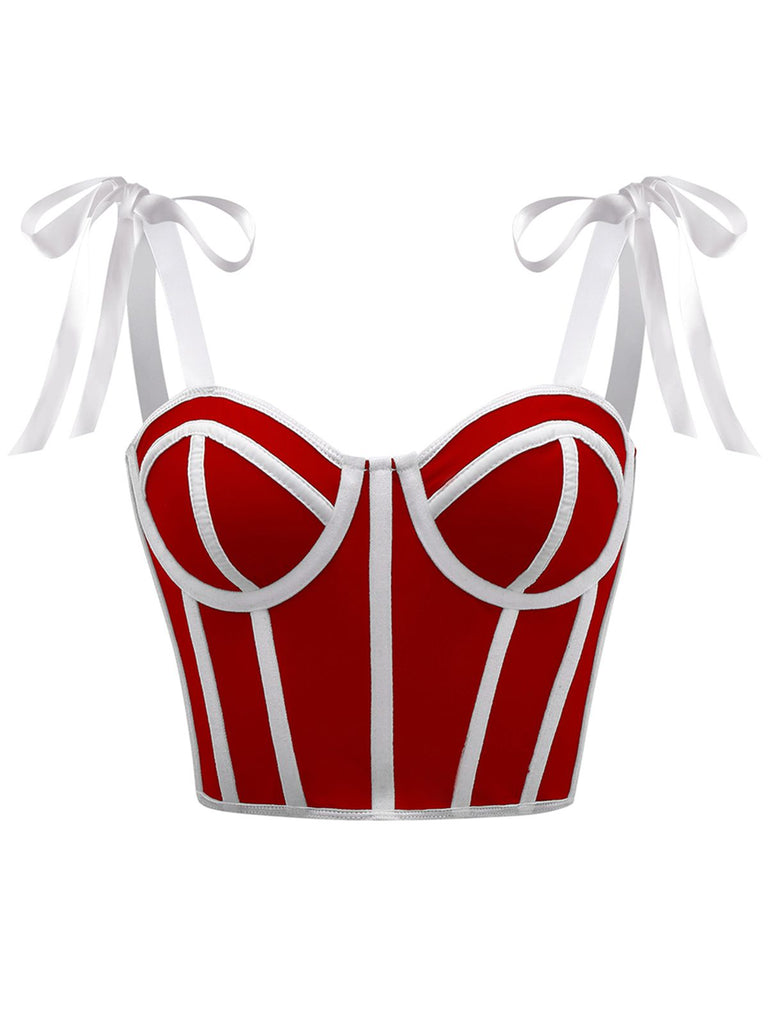 1940er Schnürung Bogen Netz Korsett Crop Camisole