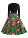 1950er Weihnachten Patchwork Langarm Kleid