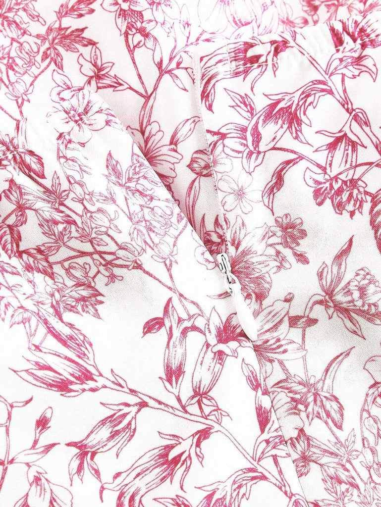 1970er Halter Stufen Rüschen Blumen Kleid