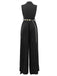 1930er V-Ausschnitt Revers Plissiertes Weites Bein Jumpsuit