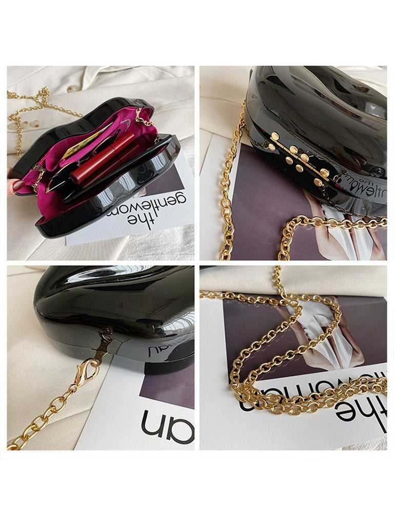 Lippenförmige Metallic-Umhängetasche