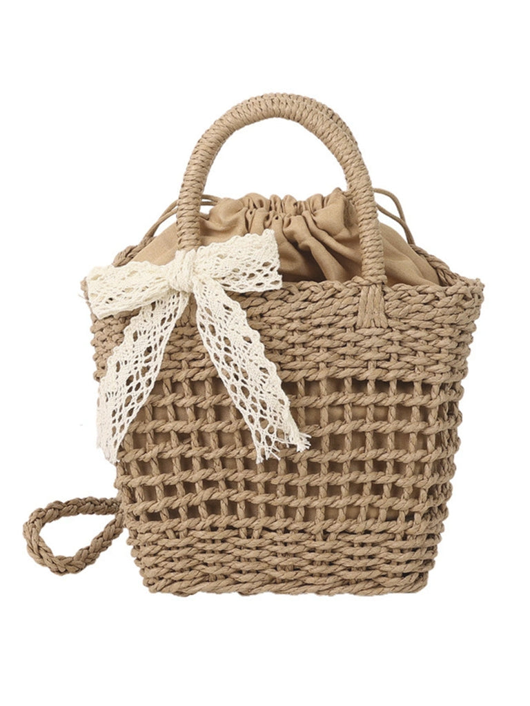 Vintage Boho Bogen Strohhand Tasche