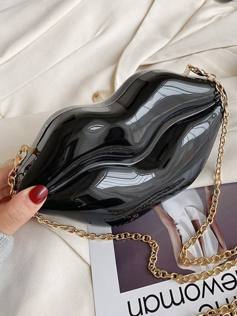 Lippenförmige Metallic-Umhängetasche