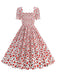 1950er Quadratischer Hals Herz Dots Kleid