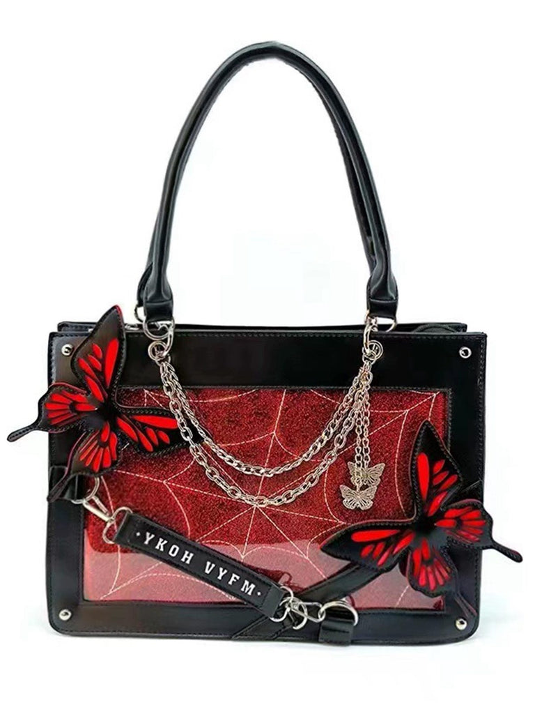 Gothic Schmetterling Spinnennetz Kette Handtasche