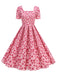 1950er Quadratischer Hals Herz Dots Kleid