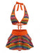 Orange 1980er Boho Irregulär Bikini-Set & Abdeckung Up
