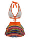 Orange 1980er Boho Irregulär Bikini-Set & Abdeckung Up
