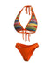 Orange 1980er Boho Irregulär Bikini-Set & Abdeckung Up
