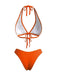 Orange 1980er Boho Irregulär Bikini-Set & Abdeckung Up