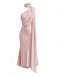Orange & Rosa 30er Satin-Schal mit One-Shoulder