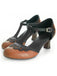 Orange Rund T-Steg Blockabsatz Absatzschuhe