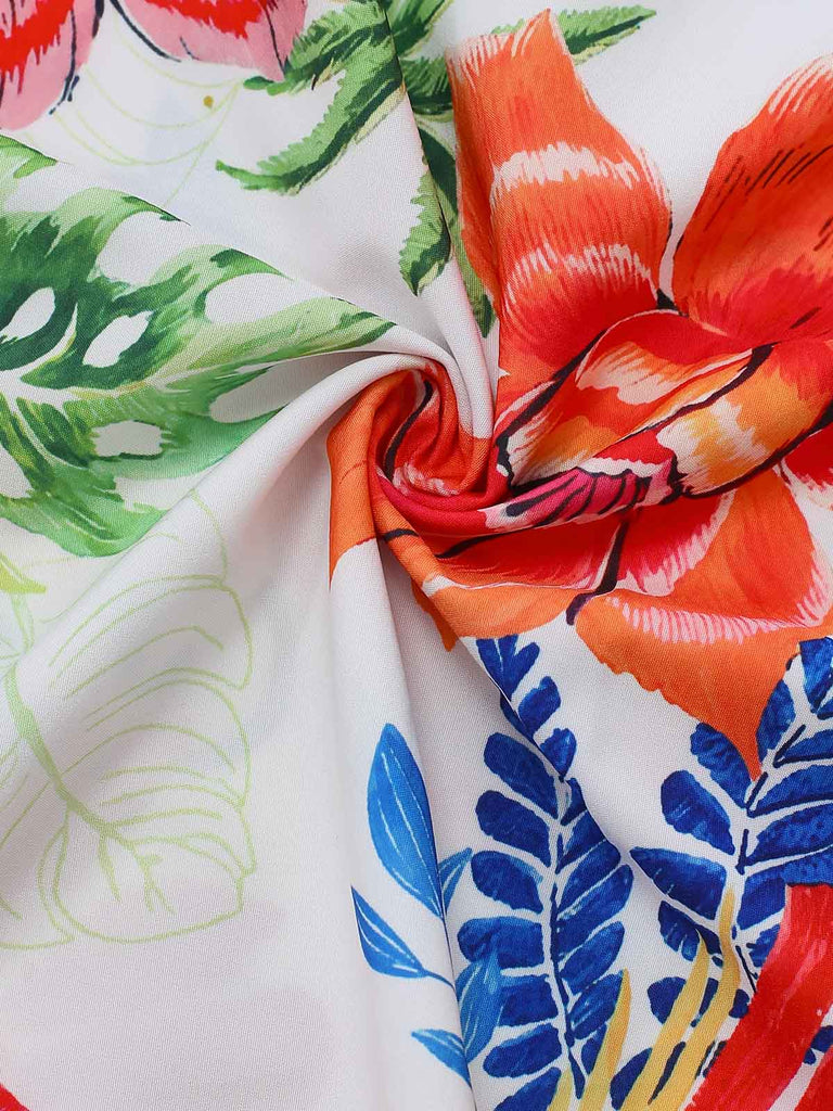 Mehrfarbiges 70er Ärmelloses Maxikleid mit V-Ausschnitt und Blumen