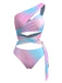 Rosa 60er Badeanzug mit One-Shoulder und Ombre