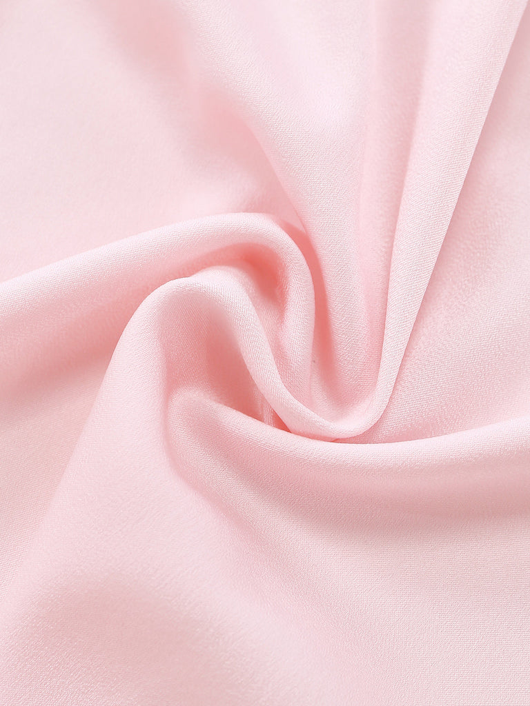 30er Satin-Maxikleid mit Spaghettiträger und Rüschen