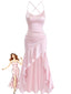 30er Satin-Maxikleid mit Rüschensaum und offenem Rücken