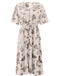 [Übergröße] Rosa 40er Kleid mit Blumen-Print und Kurzarm