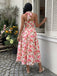 Rosa 40er Kleid mit Neckholder und Blumen