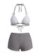 Rosa 50er Bikini-Set & Shorts mit Schleife und Hohe Taille