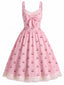 [Vorverkauf] Rosa 50er Swingkleid mit Schleife und Kirschen