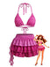 2PCS Rosa 1950er Halfter Bikini-Set & Rüschen Rock Abdeckung Up