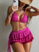 2PCS Rosa 1950er Halfter Bikini-Set & Rüschen Rock Abdeckung Up