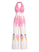 Rosa 50er Jumpsuit mit Neckholder und Eis-Motiv