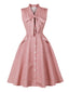 Rosa 50er Swingkleid mit Polka-Dots und Schleife