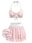Rosa 50er Bikini-Set mit Ditsy-Blumen und Neckholder