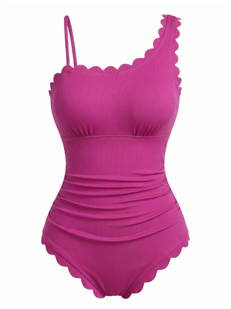 50er Badeanzug mit Rüschen und Cut-out