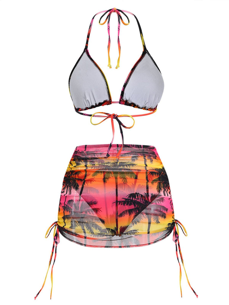 Rosa Bikini mit Blumenmuster im tropischen Stil der 1960er Jahre – Vintage-Mode, Retro-Stil
