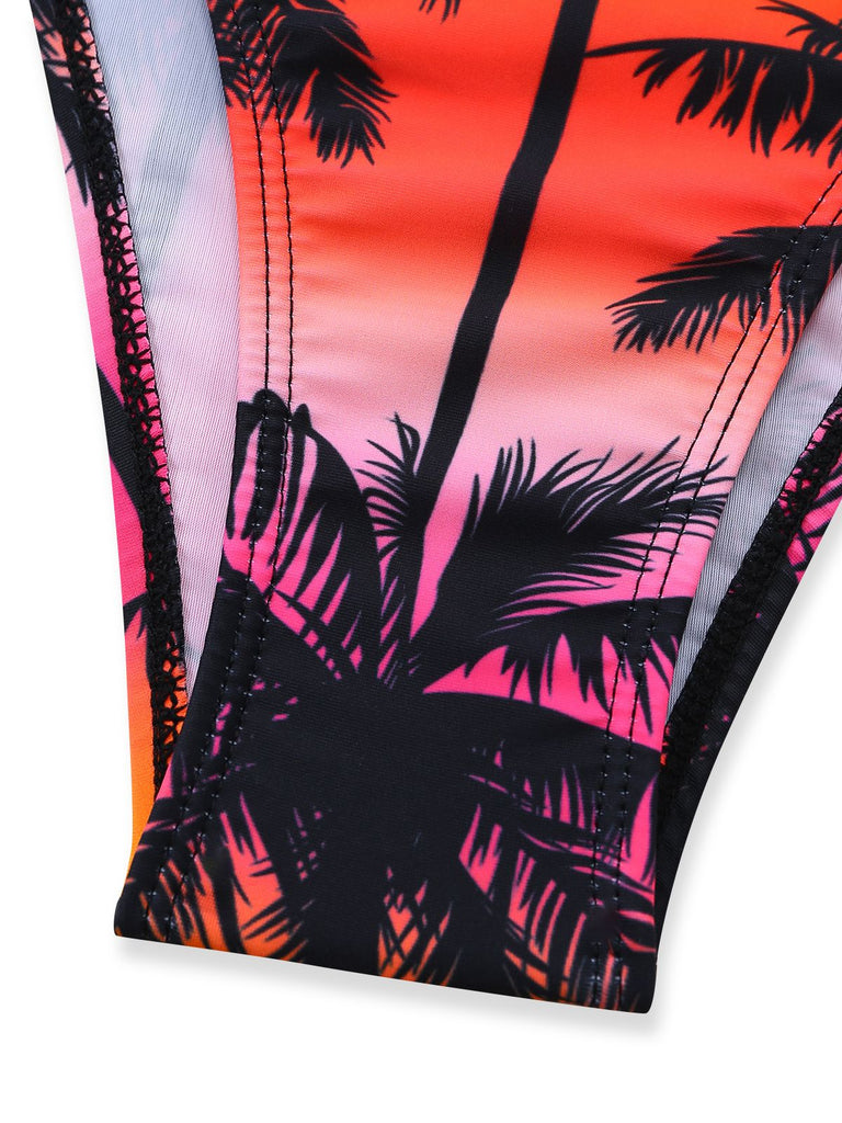 Rosa Bikini mit Blumenmuster im tropischen Stil der 1960er Jahre – Vintage-Mode, Retro-Stil