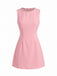 Rosa 60er Ärmelloses Kleid mit A-Linie und Perlen