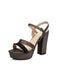 Lila Sandalen mit Knöchelriemen, Blockabsatz und Zehen