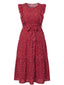 [Übergröße] Rotes 40er Swingkleid mit Polka-Dots und Rüschen