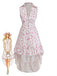 Lila 70er Kleid mit Ditsy-Blumen und Rüschen