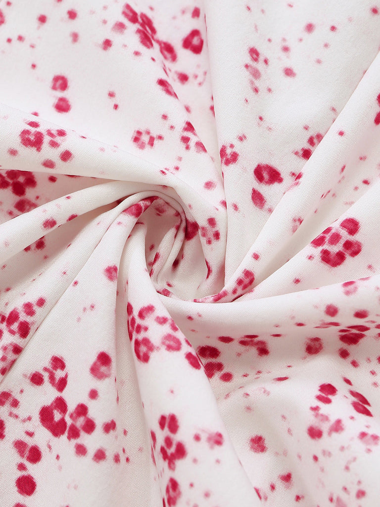 Lila 70er Kleid mit Ditsy-Blumen und Rüschen