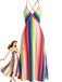 Regenbogen 30er Kleid mit Spaghettiträger und A-Linie